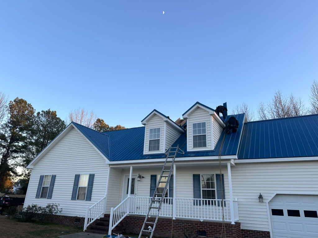 A red metal roof